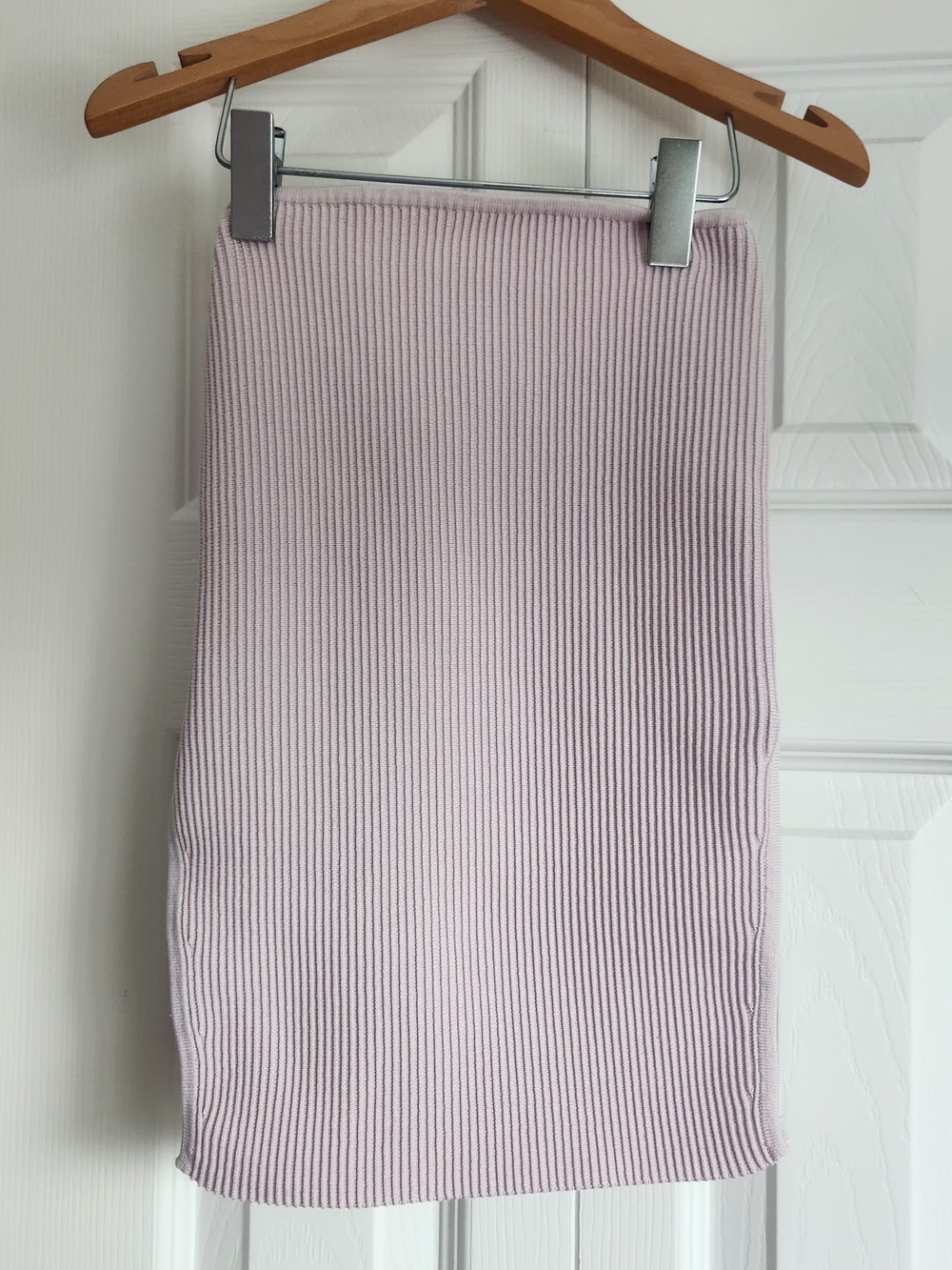 Babaton Pastel Lilac Ribbed Knit Pencil Top